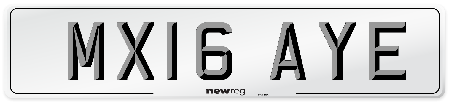 MX16 AYE Number Plate from New Reg